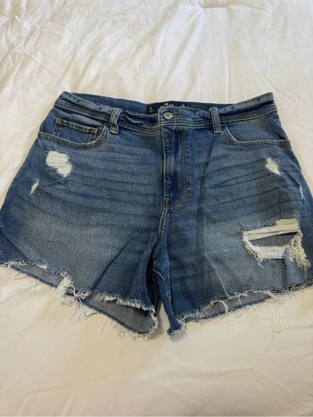 Hollister Distressed Denim Shorts - Blue